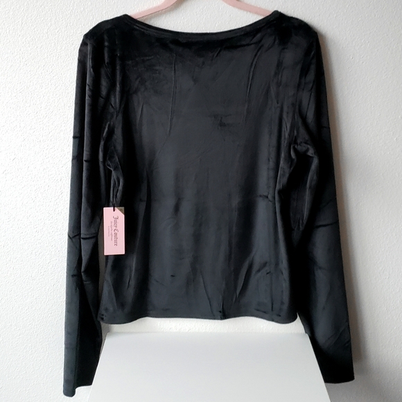 Juicy Couture Velour Set Top and Pants Black Pajama Set Women XL - Picture 7 of 11